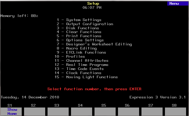 Expression Setup Screen Expression Setup Screen